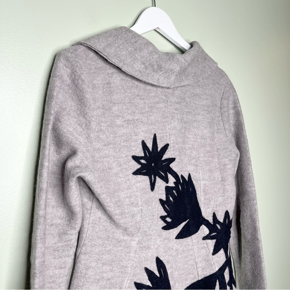 Anthropologie Rosie Neira Women’s 100% Wool Sweater Jacket in Grey Size Small - Picture 4 of 9